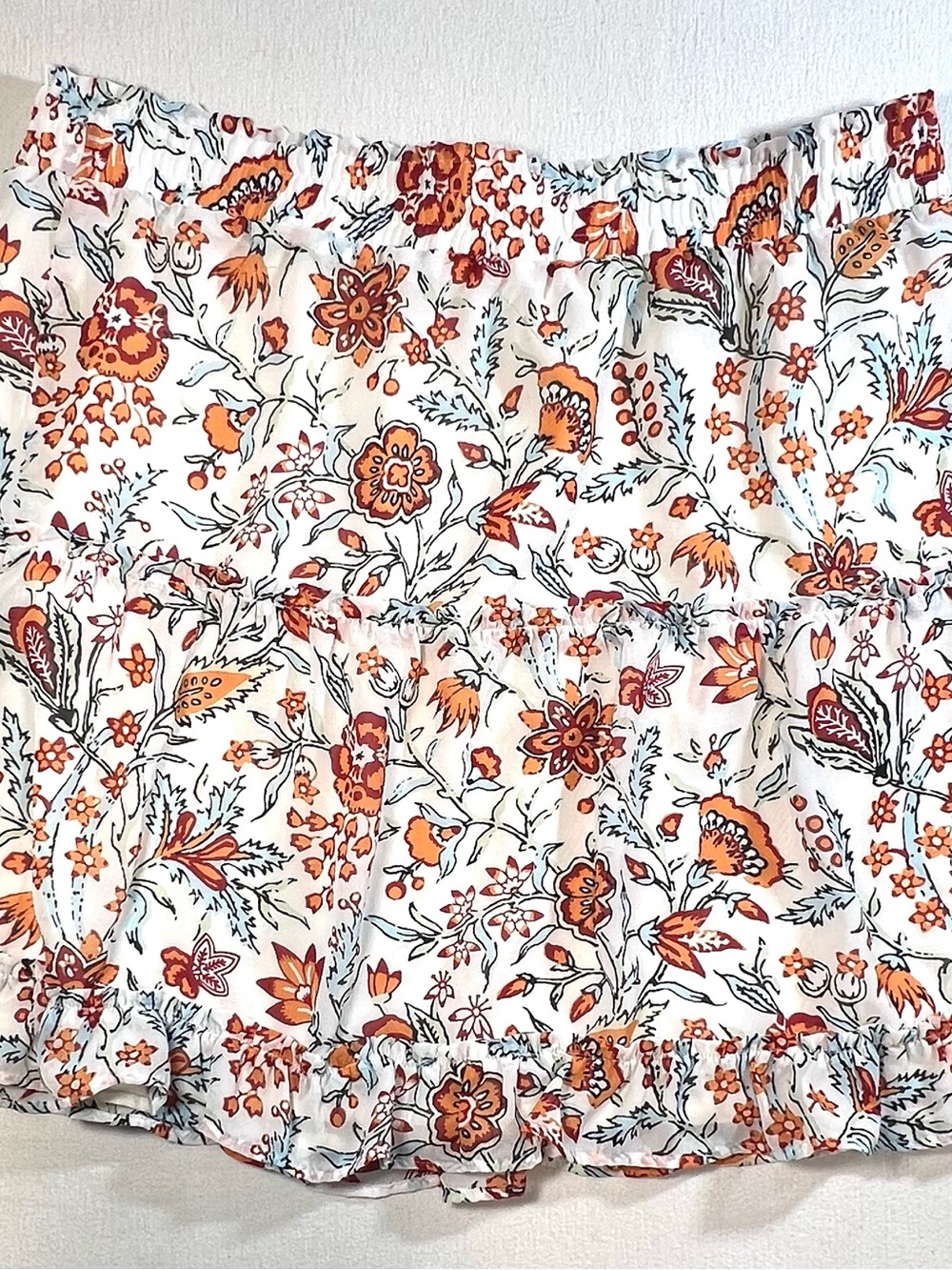 LOFT White Skirt with Orange Floral Print - Picture 3 of 7